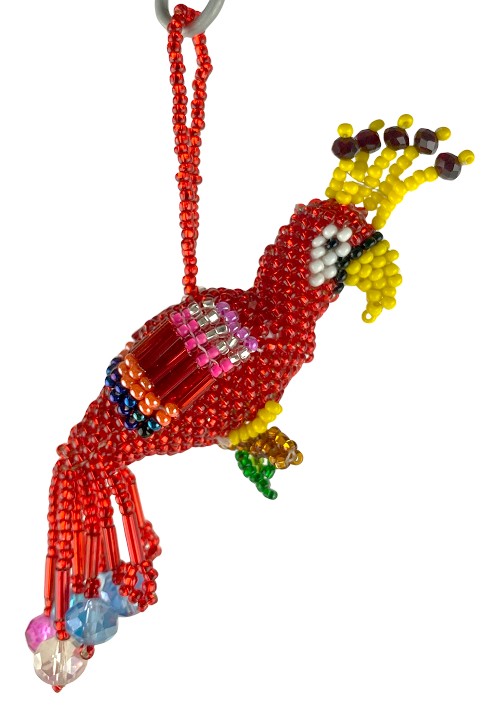 Beaded Red Cockatoo Ornament 
