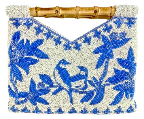 Blue Birds Beaded Handbag 
