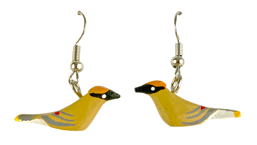 Cedar Waxwing Balsa Earrings 