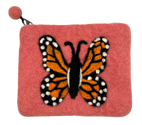 Monarch Butterfly Felt Coin Purse 