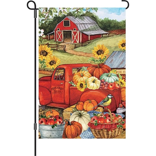 Songbird & Autumn Truck Garden Flag 